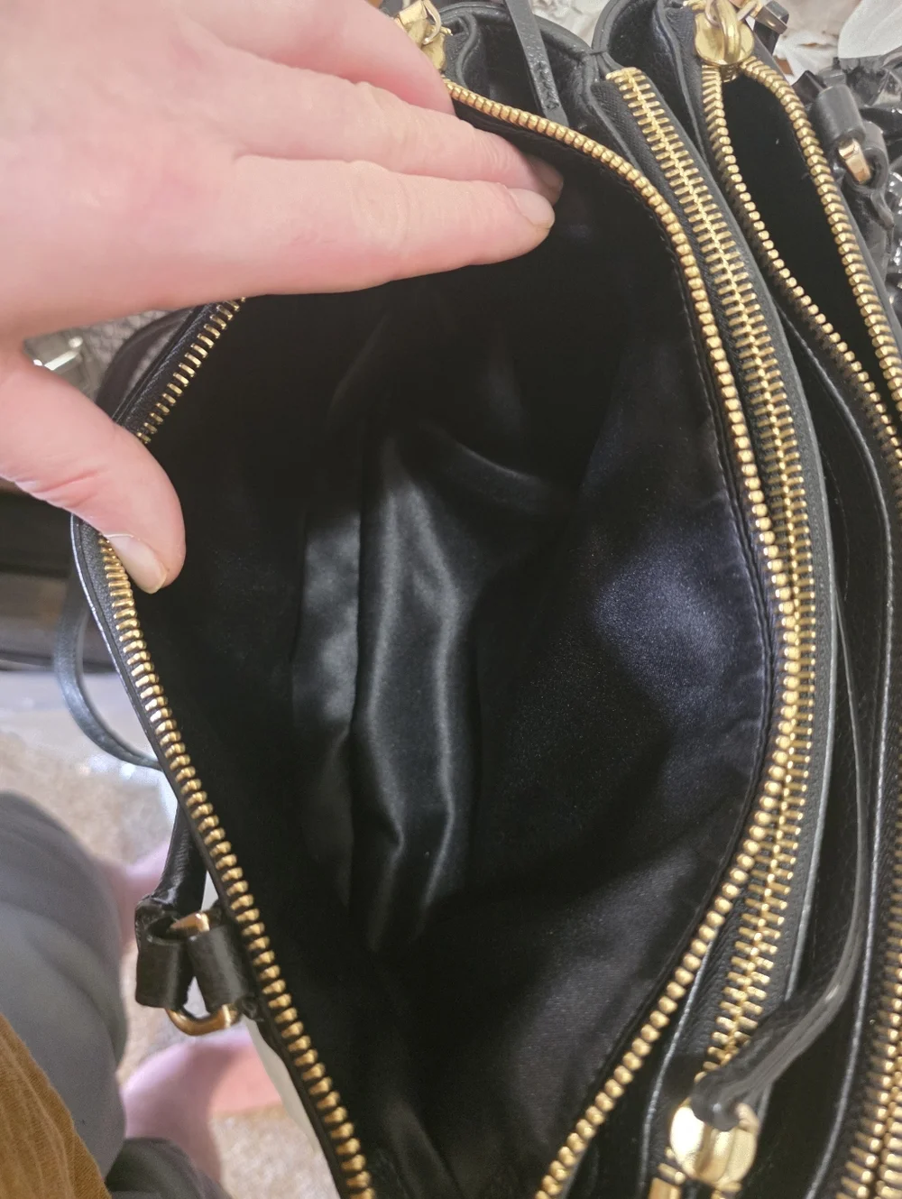 Coach  Burrough Bag  Black Pebbled Leather Satchel with Gold Hardware - Picture 12 of 13